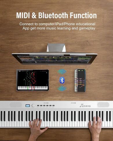 لوحة مفاتيح بيانو مطورة قابلة للطي، 88 مفتاحًا كاملة الحجم شبه مرجحة تدعم MIDI وBluetooth، لوحة مفاتيح بيانو محمولة قابلة للطي مع دواسة مستدامة وحقيبة بيانو، أفضل هدية للمبتدئين in Kuwait