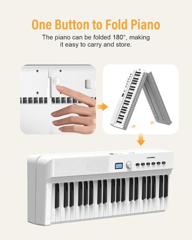 لوحة مفاتيح بيانو مطورة قابلة للطي، 88 مفتاحًا كاملة الحجم شبه مرجحة تدعم MIDI وBluetooth، لوحة مفاتيح بيانو محمولة قابلة للطي مع دواسة مستدامة وحقيبة بيانو، أفضل هدية للمبتدئين in Kuwait