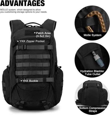 Mardingtop 35L Tactical Backpacks Molle Hiking daypacks for Camping Hiking Military Traveling Motorcycle(With Rain-cover) in Kuwait