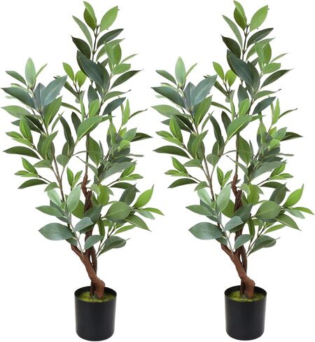Eucalyptus Artificial Tree, 2pcs Potted Faux Eucalyptus Tree, Artificial Eucalyptus Tree 3FT Tall Fake Eucalyptus Plants Faux Trees in Saudi Arabia