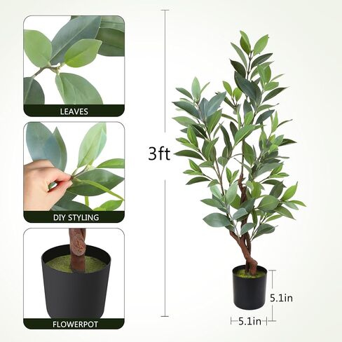 Eucalyptus Artificial Tree, 2pcs Potted Faux Eucalyptus Tree, Artificial Eucalyptus Tree 3FT Tall Fake Eucalyptus Plants Faux Trees in Saudi Arabia