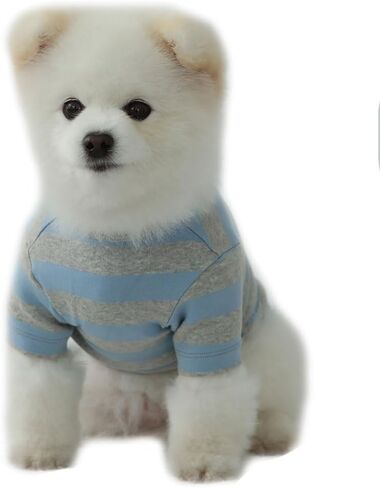 قمصان قطنية Lucky Petter Dog للكلاب الصغيرة والكبيرة، قمصان مخططة للرجبي، ناعمة قابلة للتنفس، ملابس للحيوانات الأليفة (X-Large، رمادي/كحلي) in Kuwait