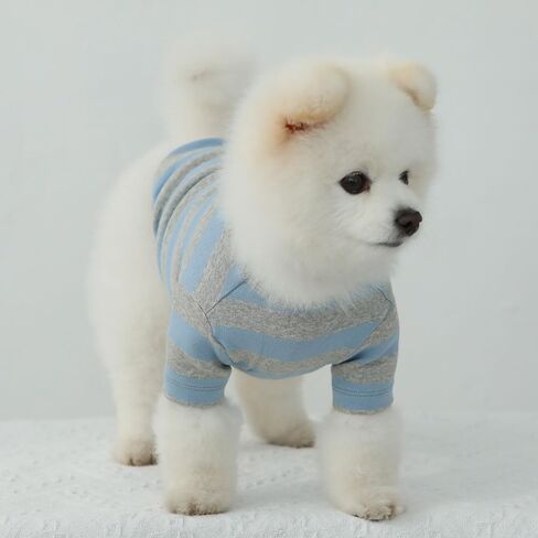 قمصان قطنية Lucky Petter Dog للكلاب الصغيرة والكبيرة، قمصان مخططة للرجبي، ناعمة قابلة للتنفس، ملابس للحيوانات الأليفة (X-Large، رمادي/كحلي) in Kuwait