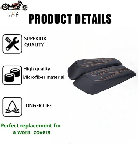TDZ 2014-2023 Hard Saddlebag Lid Bra/Covers fits for Harley Davidson Touring Road Glide FLTRX Electra Glide FLHT Road King FLHR Street Glide FLHX and Tri Glide (Black stitching) in Saudi Arabia
