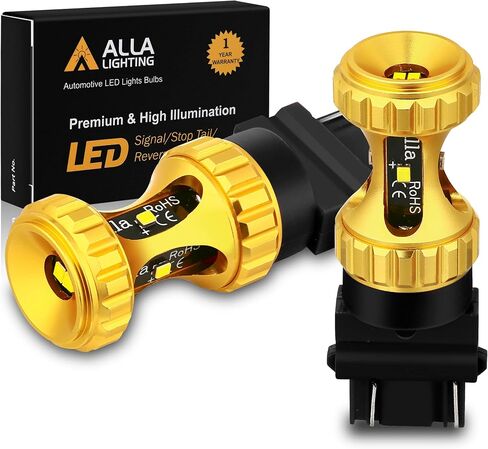 Alla Lighting 3156 3157 مصابيح LED 3000lm فائقة السطوع أضواء إشارة الانعطاف للسيارات والشاحنات T25 3057 3457 4157 4057، أصفر كهرماني in Kuwait