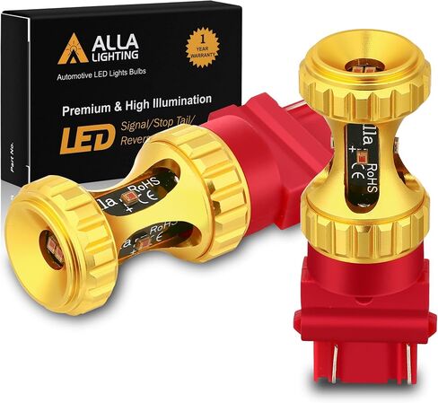 Alla Lighting 3156 3157 مصابيح LED 3000lm فائقة السطوع أضواء إشارة الانعطاف للسيارات والشاحنات T25 3057 3457 4157 4057، أصفر كهرماني in Kuwait