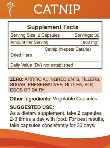 Secrets of the Tribe Catnip 120 Capsules, 800 mg, Catnip (Nepeta Cataria) Dried Herb (120 Capsules) in Saudi Arabia