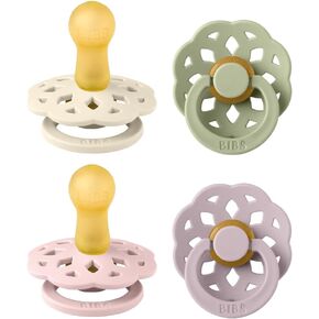 BIBS Boheme Soother 4-Pack | BPA Free Dummy Pacifier | Round Nipple | Natural Rubber Latex | Made in Denmark | Size 0-6 Months | Vanilla Mix in Kuwait