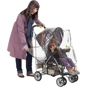 Nuby Deluxe Stroller Weather Shield, Clear Plastic Cover with Storage Pocket & Vented Sides