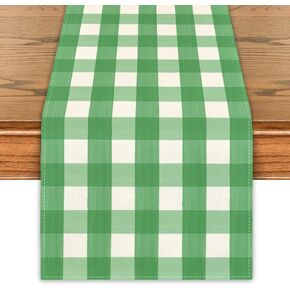 Pink White Buffalo Checked Plaid Table Runner Pink Gingham Table cover Watercolor Spring Summer Easter Decor Spring Decorations for Home Party