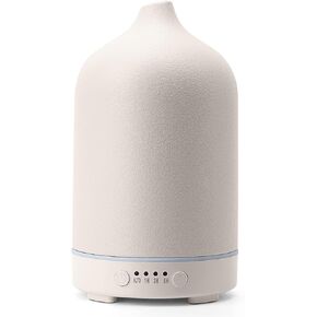 موزع روائح سيراميك من Diffuserlove سعة 160 مل، موزع زيوت عطرية للعلاج العطري، موزع هواء للغرفة، موزع روائح حجرية لغرفة النوم المنزلية، قاعدة بنمط خشبي أسود (الحجم: 6.8 بوصة ارتفاع × 3.6 بوصة عرض)