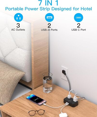 2 Pack Cruise Essentials, 5 Ft Flat Extension Cord, 3 Outlets 4 USB Ports(2 USB C) Flat Plug Power Strip, USB Charging Station with Non Surge Protector for Cruise Ship, Travel, Dorm Room Essentials in Saudi Arabia