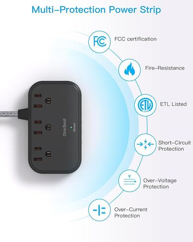 2 Pack Cruise Essentials, 5 Ft Flat Extension Cord, 3 Outlets 4 USB Ports(2 USB C) Flat Plug Power Strip, USB Charging Station with Non Surge Protector for Cruise Ship, Travel, Dorm Room Essentials in Saudi Arabia