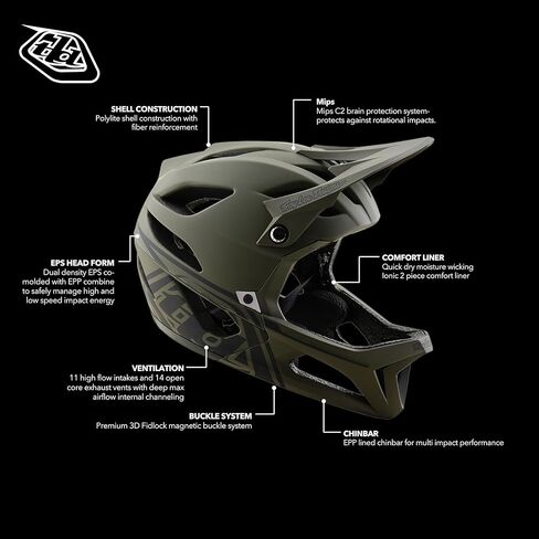Troy Lee Designs Stage Adult Bike Mountain Bike خوذة إندورو مع MIPS، Sram Vector Red، مقاس X-Large/XX-Large in Saudi Arabia