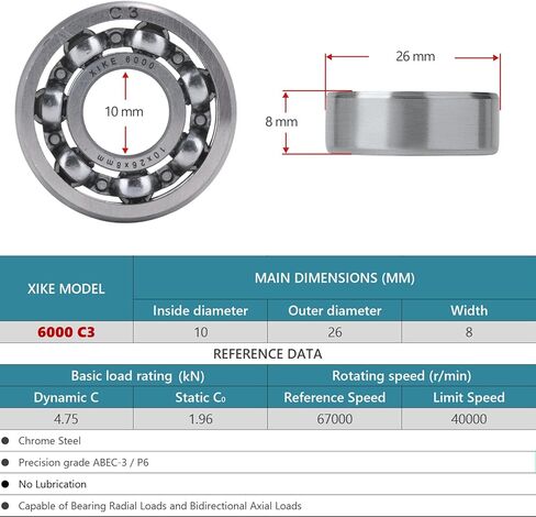 XiKe 6009-C3 محمل كروي ذو أخدود عميق 45x75x16 ملم، مفتوح، محمل كروي مكون من قطعتين in Kuwait