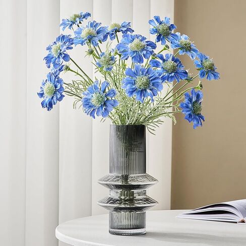 Green Glass Vase Decor: Minimalist Flower Vase for Home Decor Modern Decorative Vase for Living Room Centerpiece Table Entryway Shelf Wedding Decoration in Kuwait