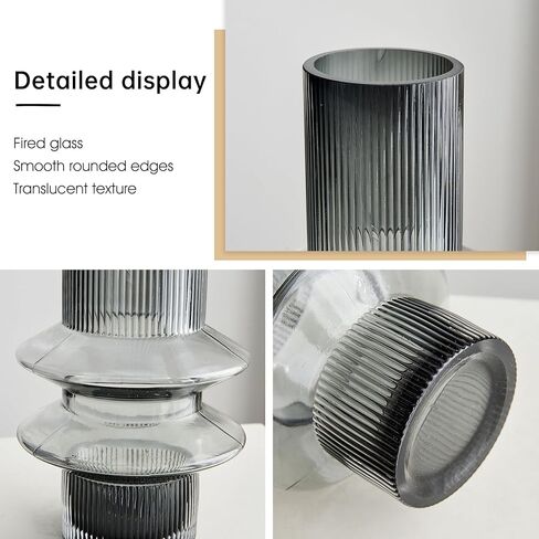 Green Glass Vase Decor: Minimalist Flower Vase for Home Decor Modern Decorative Vase for Living Room Centerpiece Table Entryway Shelf Wedding Decoration in Kuwait