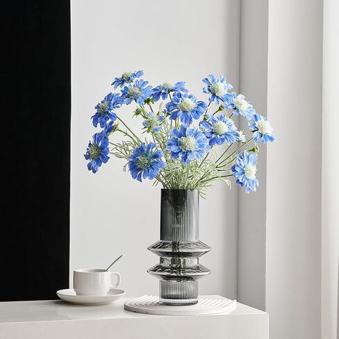 Green Glass Vase Decor: Minimalist Flower Vase for Home Decor Modern Decorative Vase for Living Room Centerpiece Table Entryway Shelf Wedding Decoration in Kuwait