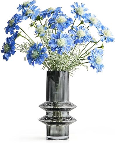 Green Glass Vase Decor: Minimalist Flower Vase for Home Decor Modern Decorative Vase for Living Room Centerpiece Table Entryway Shelf Wedding Decoration in Kuwait