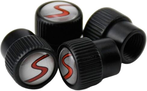 (Set of 4) S Metal Auto Tire Valve Stem Cap Cover with Resin S Emblem Covers Trim for Mini Cooper S Countryman S Clubman S JCW 36110429652 in Saudi Arabia