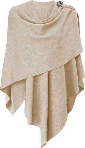 PULI Womens Large Cross Front Poncho Sweater Wrap Topper Knitted Elegant Shawls Cape for Fall Winter in Kuwait