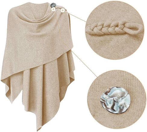 PULI Womens Large Cross Front Poncho Sweater Wrap Topper Knitted Elegant Shawls Cape for Fall Winter in Kuwait