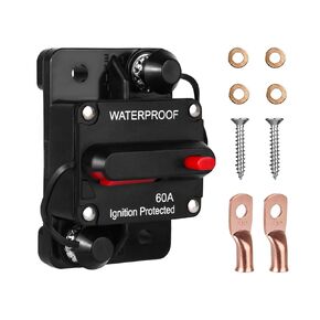 60 Amp Circuit Breaker DC 12V 24V 48V Manual Reset Switch for Trolling Motor Marine Boat Battery Solar System
