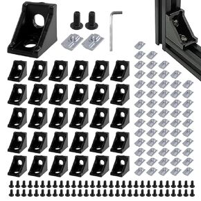 Corner Bracket Connector Set 3D Printer Frame Accessories 4040 Aluminum Corner Bracket Connector with T Nuts and Screws (26 Pcs)