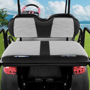 Golf Cart Rear Seat Covers for EZGO Club Car Yamaha Aftermarket Rear Seat Cushion, Breathable Comfortable Polyester Mesh Cloth and Leather Combination Appearance