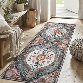 8x10 Machine Washable Area Rugs with Non Slip Rubber Backing Low Pile Area Rug Distressed Printed Carpet Soft Area Rug for Living Room Dinning Room Bedroom Playroom Indoor(Black/Green,8x10ft)