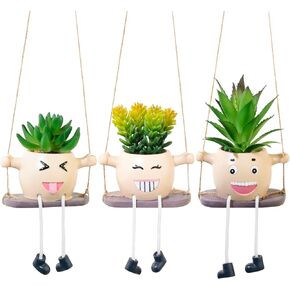 Set of 3 Artificial Succulents Potted Plants, Faux Succulents Desk Decoration, Fake Plants Wall Decor for Girls Gift, Bathroom Artificialplant Ornament, Home Office Bookshelf Decor.