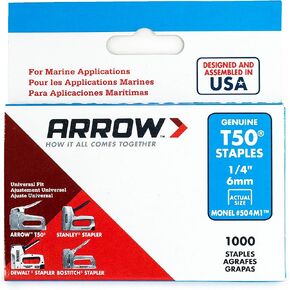مثبت سهم 505M1 عالي التحمل T50 Monel Staples للتطبيقات البحرية، طول الساق 5/16 بوصة، حجم التاج 3/8 بوصة، 1000 عبوة in Kuwait
