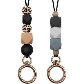 Cute Silicone Beaded Teacher Lanyard Necklace Key Lanyard Keychain Id Holder Teacher Lanyards for Id Badges and Keys for Women Employees Students (Cute Lanyard-01)