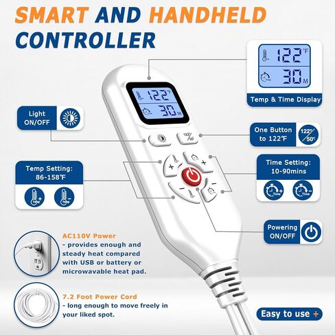 JOBYNA Knee Heating Pad for Knee Pain, 2PCS Super Soft Electric Heating Pad for Knee, 20s Fast Heating Knee Warmers with 10-90min Auto-Off Timer, 86-158℉ Heat Level (No Battery, No Vibration) in Saudi Arabia