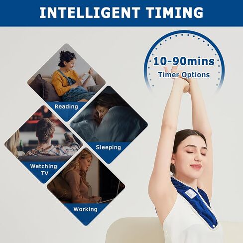 JOBYNA Knee Heating Pad for Knee Pain, 2PCS Super Soft Electric Heating Pad for Knee, 20s Fast Heating Knee Warmers with 10-90min Auto-Off Timer, 86-158℉ Heat Level (No Battery, No Vibration) in Saudi Arabia