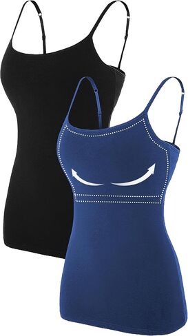 ATTRACO Women's Cotton Camisole Shelf Bra Spaghetti Straps Tank Top in Kuwait