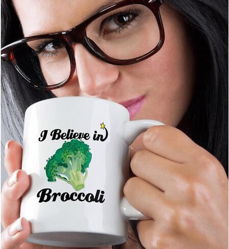 مج 3dRose I Believe in Broccoli، 11 أونصة، أسود/أبيض in Saudi Arabia