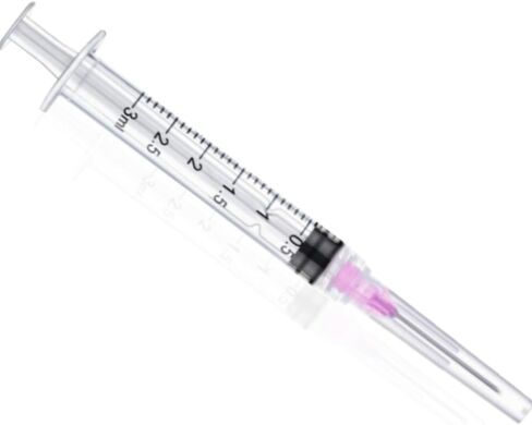 محاقن 3 مل مع إبر 23 جرام 5/8 بوصة، محاقن حقن عينات المختبر للمختبرات العلمية الصناعية، قياس السوائل وتوزيعها - 50 حزمة / صندوق in Kuwait