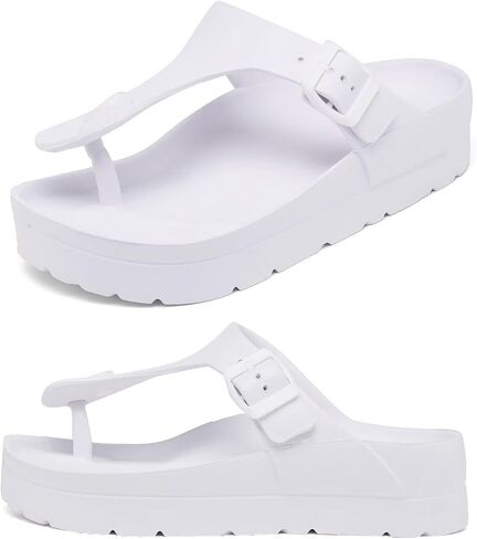 Haifago Women's Platform Sandals with Arch Support, Summer Beach Slides Adjustable Buckle Comfortable Lightweight EVA Slip on Slide in Saudi Arabia