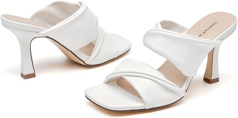 SelenePair Women's Square Open Toe High Heeled Sandals Fashion Stiletto Heel Pumps Backless Peep Toe Slip-on Dress Shoes in Kuwait