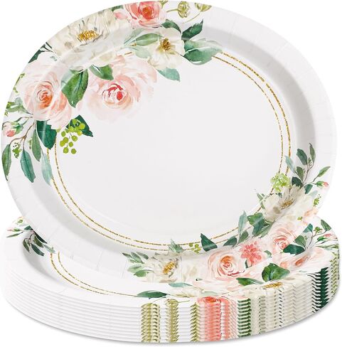 أطباق ورقية من AnyDesign Boho زهرية، أطباق بيضاوية للاستعمال مرة واحدة مقاس 9 بوصة، أطباق حلوى مائدة ريفية لعيد الشكر في الخريف، 50 قطعة in Kuwait