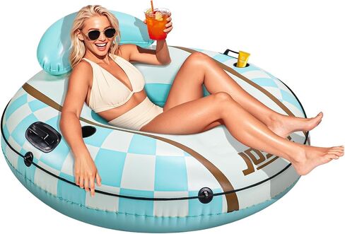 JOSEN Heavy Duty River Tubes Float with Cup Holders for Pool and Lake - 53" Large Pool Float for Adult, Inflatable Swimming Pool Ring Tube Float Lounge, Holds 320lb in Saudi Arabia
