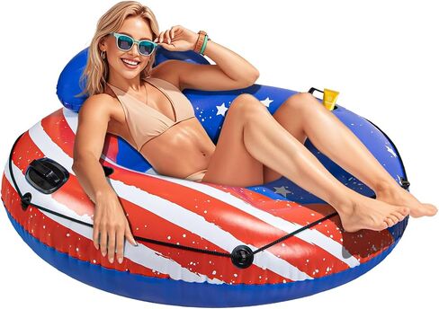 JOSEN Heavy Duty River Tubes Float with Cup Holders for Pool and Lake - 53" Large Pool Float for Adult, Inflatable Swimming Pool Ring Tube Float Lounge, Holds 320lb in Saudi Arabia