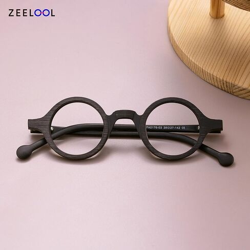 Zeelool خمر نظارات صغيرة مستديرة الضوء الأزرق حجب للرجال النساء الخشب الحبوب خلات نظارات Arale FA0176 in Kuwait