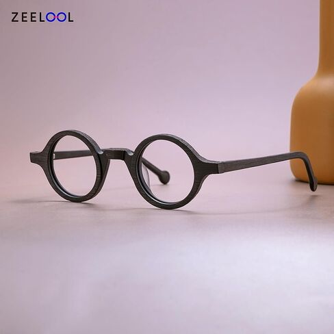 Zeelool خمر نظارات صغيرة مستديرة الضوء الأزرق حجب للرجال النساء الخشب الحبوب خلات نظارات Arale FA0176 in Kuwait