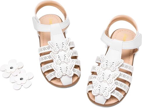 DREAM PAIRS Girls Sandals Closed-Toe Sandals with Interchangeable DIY Flower Dress Summer Shoes Toddler/Little Kid in Kuwait