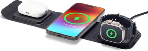 شاحن سفر mophie 3 في 1 مع MagSafe - مركز شحن لاسلكي محمول، متوافق مع أجهزة Apple، سلسلة iPhone 15/14/13/12، سلسلة Apple Watch Series 9 إلى 1 & Ultra، AirPods Pro/3rd Gen in Kuwait