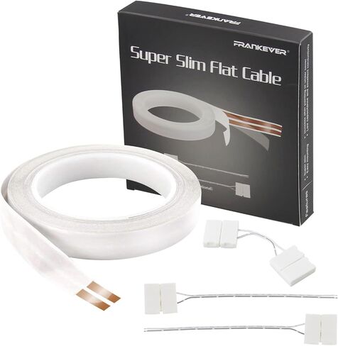 23-Gauge Hidden Super Flat Speaker Audio Cable Wire (25ft+2 Connectors-D) | FRANKEVER Super Flat Ghost Wire Suitable for Audio Wire, LED Lighting and Other Low Voltage Appliance Connection in Saudi Arabia