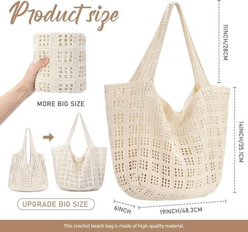 hatisan Crochet Bags for Women Summer Beach Tote Bag Aesthetic Tote Bag Hippie Bag Knit Bag in Saudi Arabia
