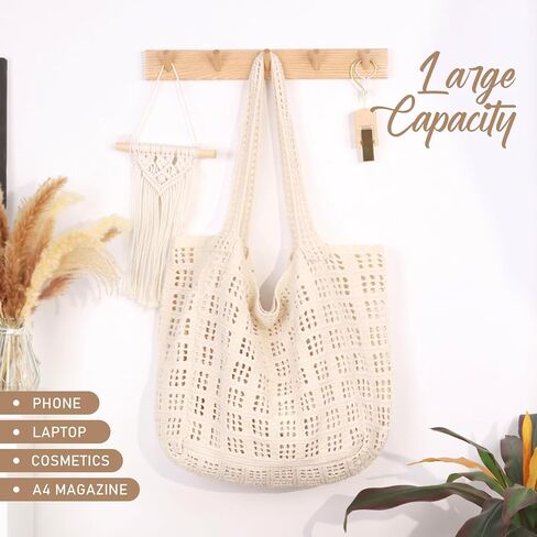 hatisan Crochet Bags for Women Summer Beach Tote Bag Aesthetic Tote Bag Hippie Bag Knit Bag in Saudi Arabia